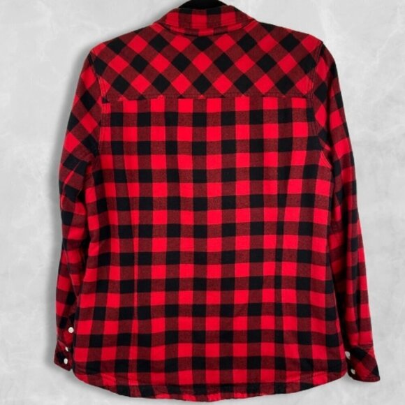 Buffalo Plaid Fleece Shacket Lined Shirt Jacket Red Black BC Clothing Women’s M - Picture 3 of 14
